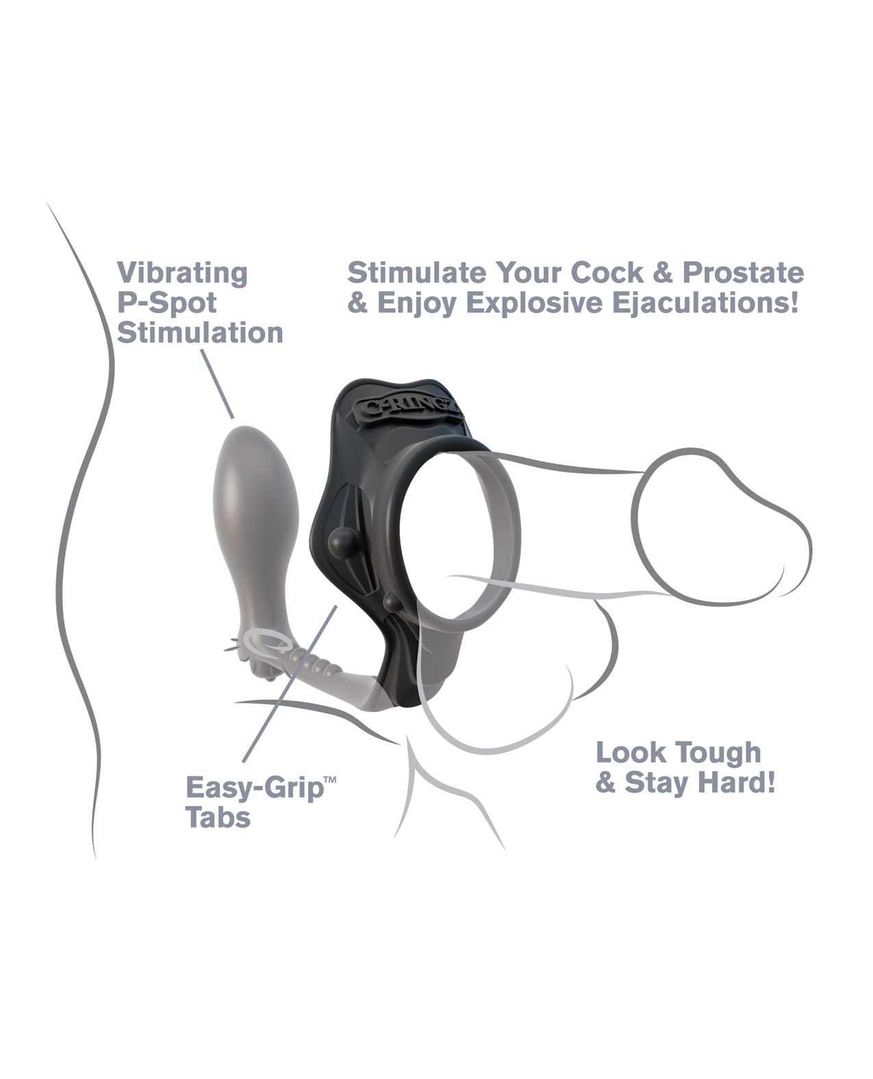 Thumbnail for Fantasy C-Ringz Rock Hard Ass-Gasm Vibrating Ring - Black