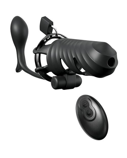 Thumbnail for Fantasy C-Ringz Remote Controlled Vibrating Cock Blocker w/Ass-Gasam Plug - Black