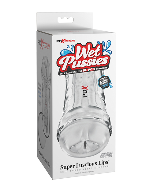 PDX Extreme Wet Pussies Super Luscious Lips Self-Lubricating Stroker - Frosted