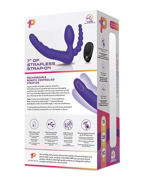 Thumbnail for Pegasus 7" Strapless Strap On w/Remote - Purple