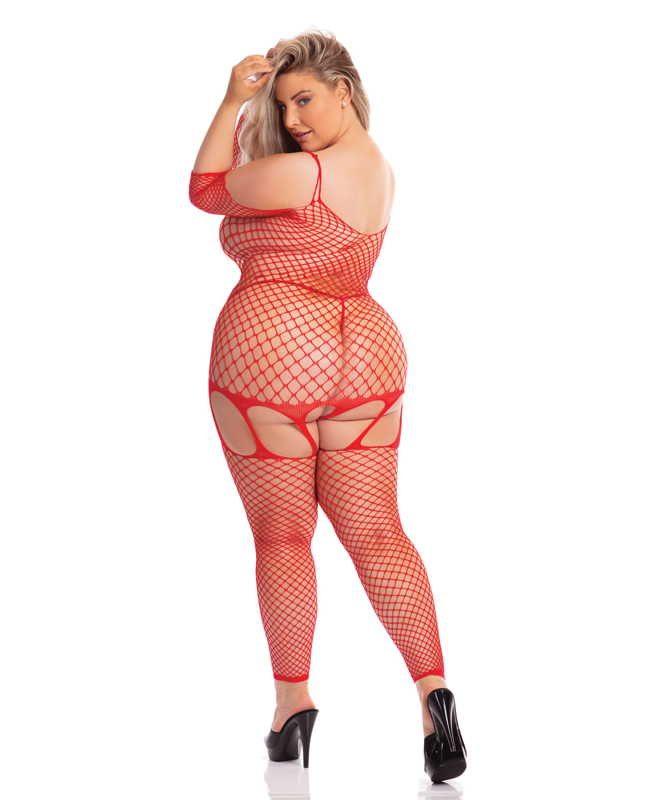 Thumbnail for Pink Lipstick In My Head Net Bodystocking Red QN