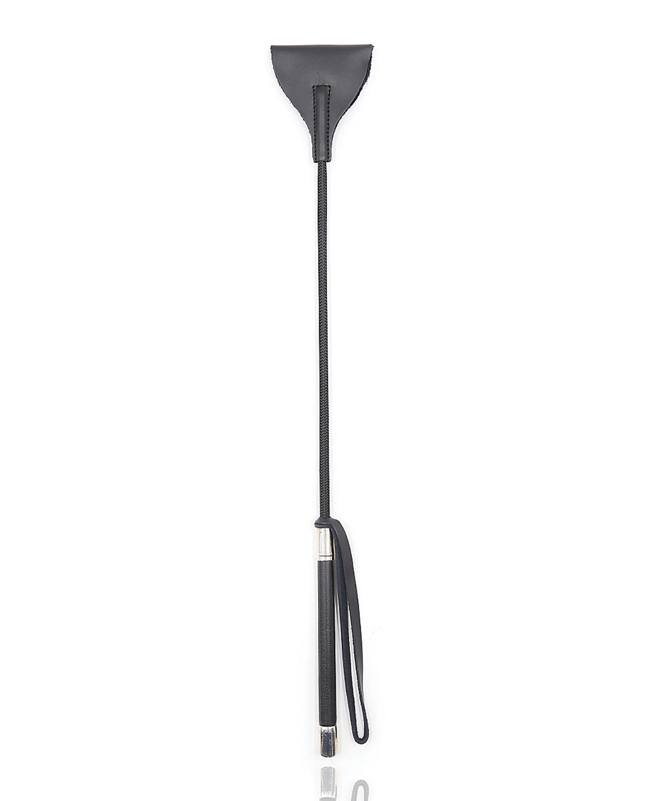 Thumbnail for Plesur 21&quot; Wide Tip Leather Crop - Black