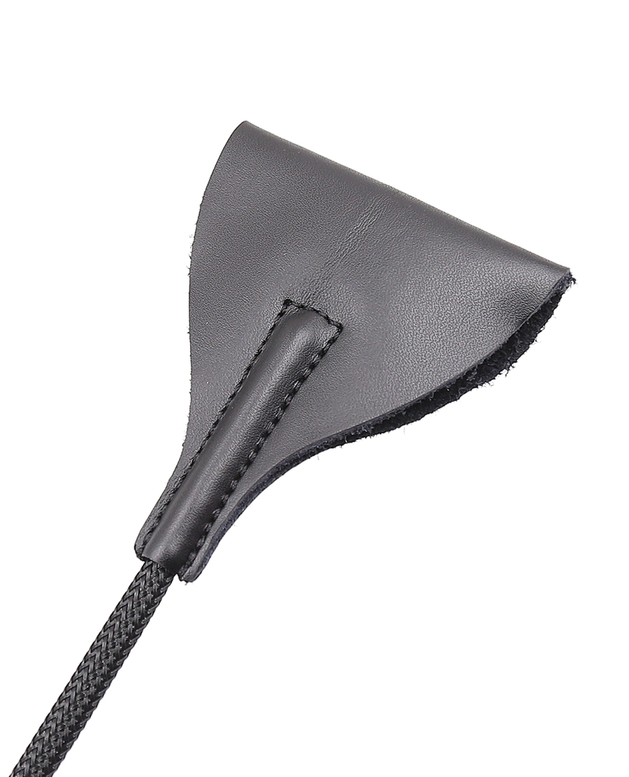Thumbnail for Plesur 21&quot; Wide Tip Leather Crop - Black