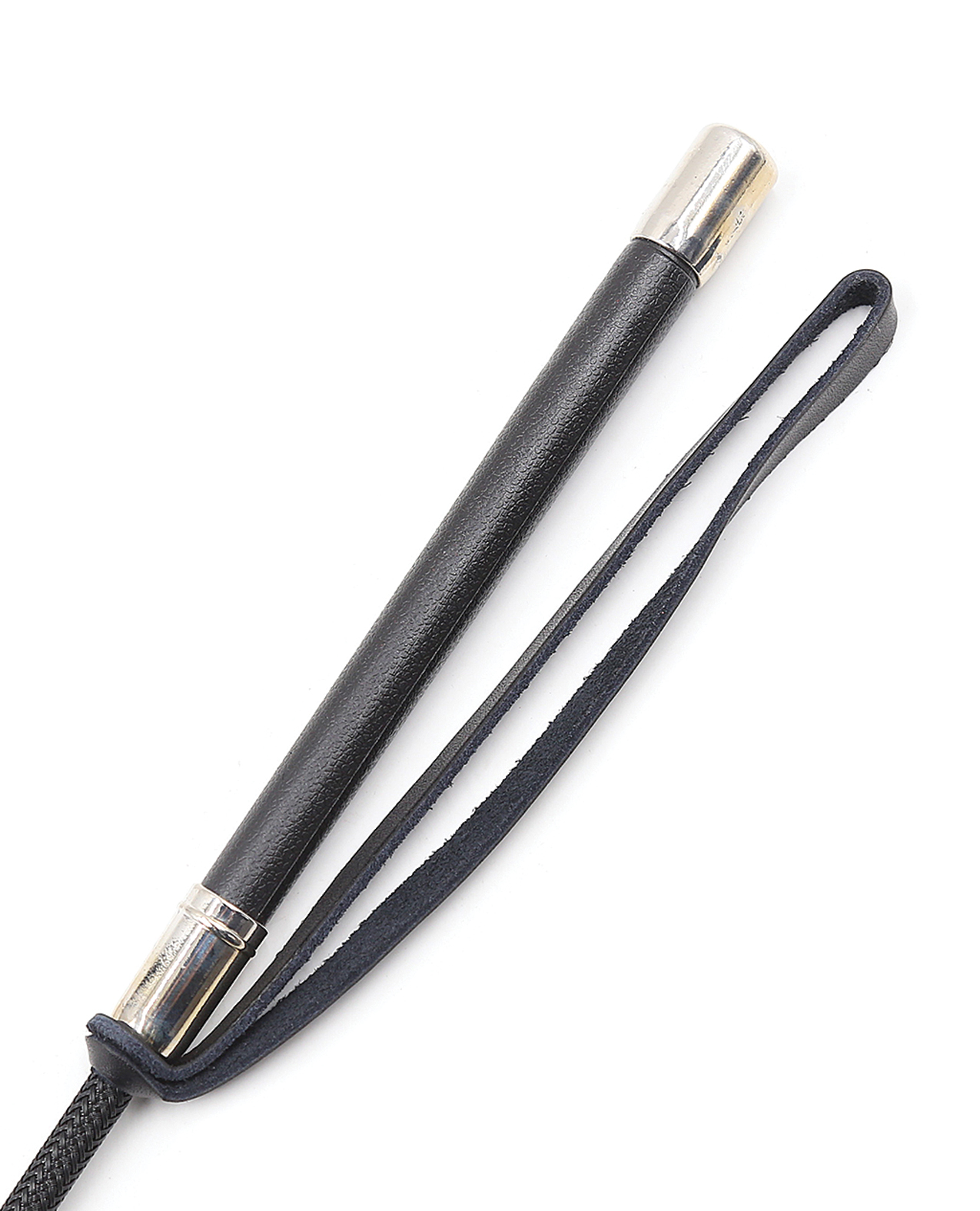 Thumbnail for Plesur 21&quot; Wide Tip Leather Crop - Black