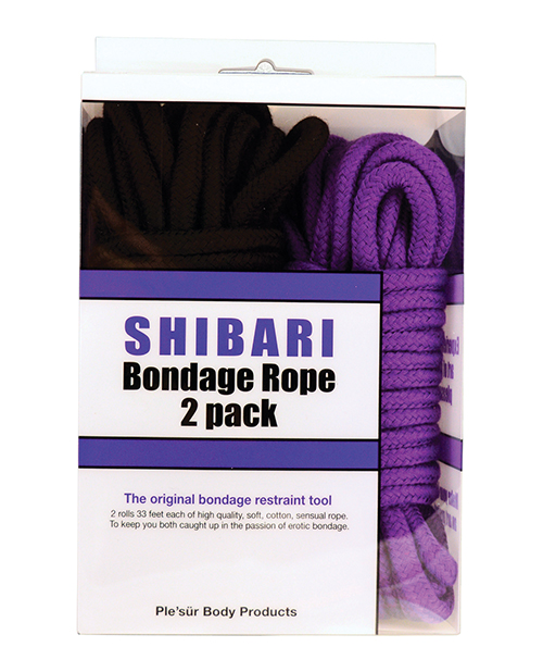 Thumbnail for Plesur Cotton Shibari Bondage Rope 2 Pack - Black/Purple
