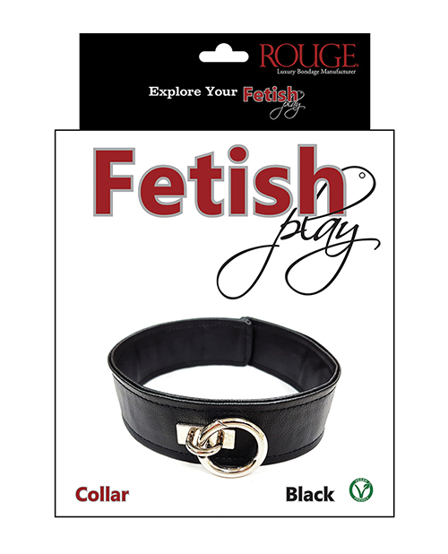 Thumbnail for Rouge Fetish Play Vegan Leather Collar - Black