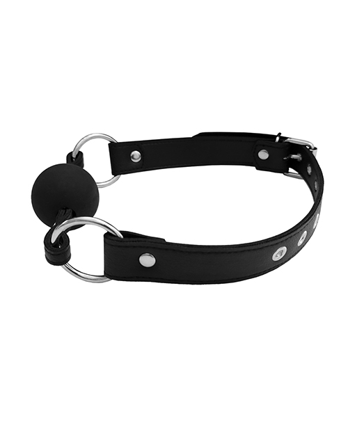 Thumbnail for Rouge Fetish Play Vegan Leather Ball Gag - Black