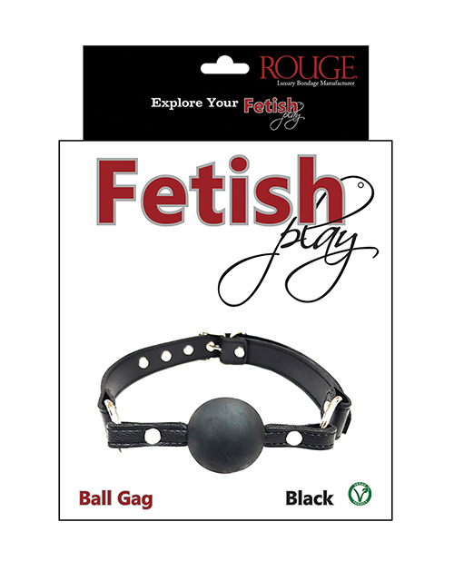 Thumbnail for Rouge Fetish Play Vegan Leather Ball Gag - Black