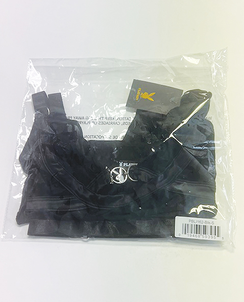 Thumbnail for Playboy Bunny Charm Mesh Bralette w/Thong 2 pc Set - Black XL