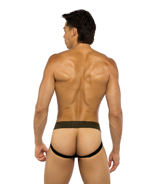 Thumbnail for Sacred Heart Jockstrap w/Contoured Pouch &amp; Studded Elastic Waist - Black SM