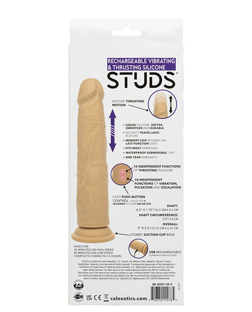 Thumbnail for Rechargeable Vibrating &amp; Thrusting Silicone Studs - Ivory