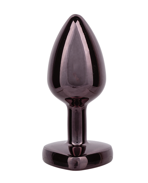 Thumbnail for Jewel Black Diamond Heart Butt Plug - Small, Black