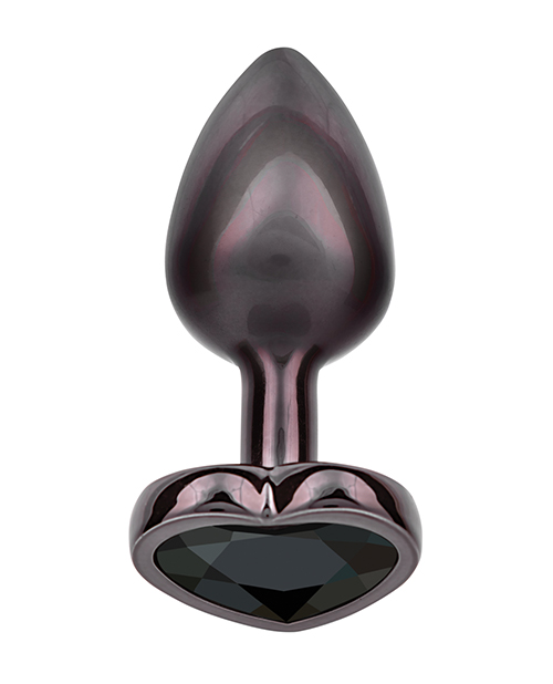 Thumbnail for Jewel Black Diamond Heart Butt Plug - Small, Black