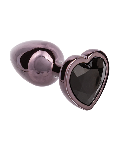 Thumbnail for Jewel Black Diamond Heart Butt Plug - Small, Black