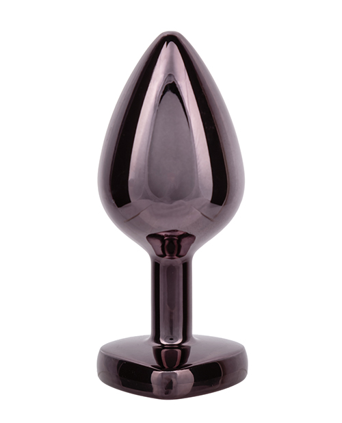 Thumbnail for Jewel Black Diamond Heart Butt Plug - Large, Black
