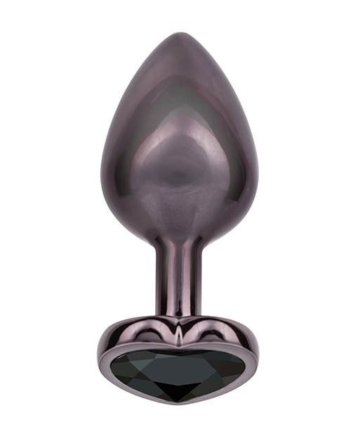 Thumbnail for Jewel Black Diamond Heart Butt Plug - Large, Black