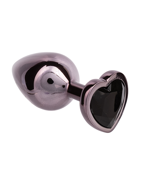 Thumbnail for Jewel Black Diamond Heart Butt Plug - Large, Black