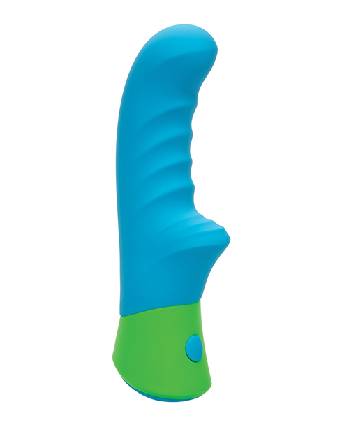 Thumbnail for Rave Ridged-G Massager w/Rippled Shaft &amp; Stimulator - Blue/Green