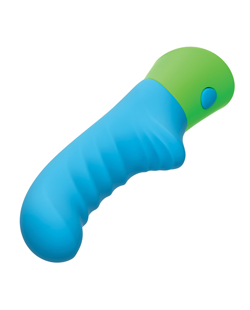 Thumbnail for Rave Ridged-G Massager w/Rippled Shaft &amp; Stimulator - Blue/Green