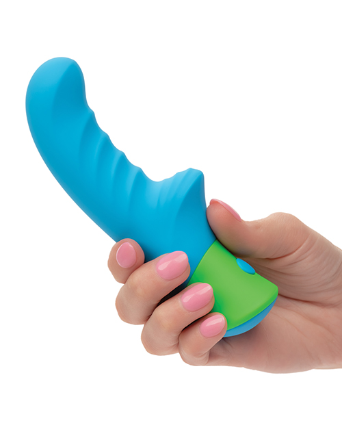 Thumbnail for Rave Ridged-G Massager w/Rippled Shaft &amp; Stimulator - Blue/Green