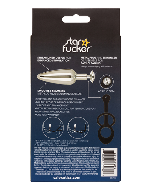 Thumbnail for Star Fucker Slim Gem Plug w/Silicone Enhancer - Black