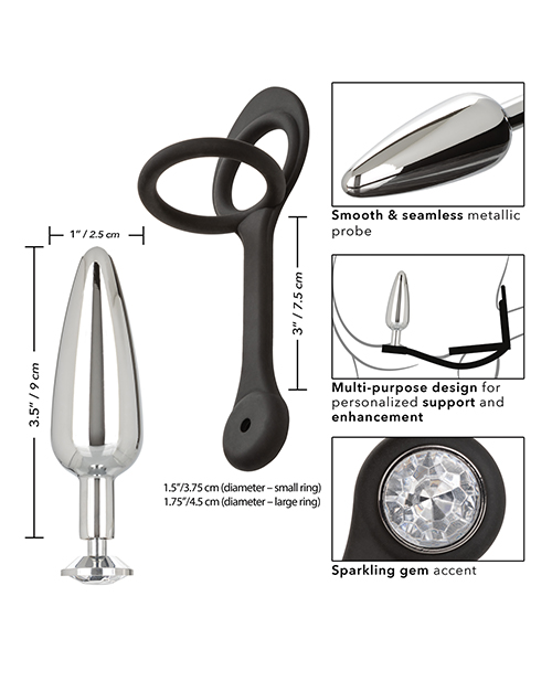 Thumbnail for Star Fucker Slim Gem Plug w/Silicone Enhancer - Black