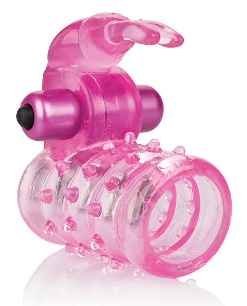 Thumbnail for Basic Essentials Stretchy Vibrating Bunny Enhancer - Pink