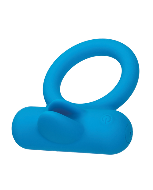 Thumbnail for Couple's Enhancer Silicone Rechargeable Double Trouble Enhancer w/Flickering Dual Teasers - Blue