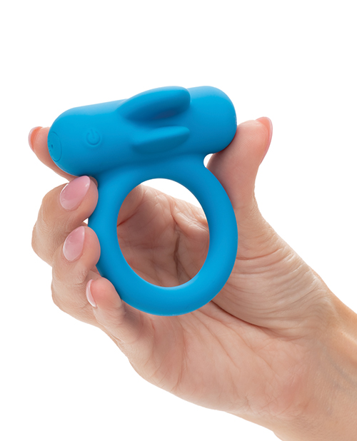 Thumbnail for Couple's Enhancer Silicone Rechargeable Double Trouble Enhancer w/Flickering Dual Teasers - Blue