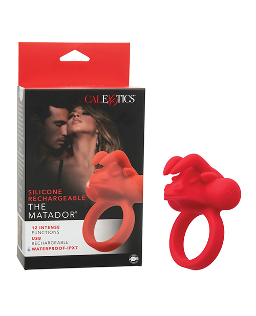 Couple&apos;s Enhancer Silicone Rechargeable The Matador Enhancer w/Triple Stimulation - Red