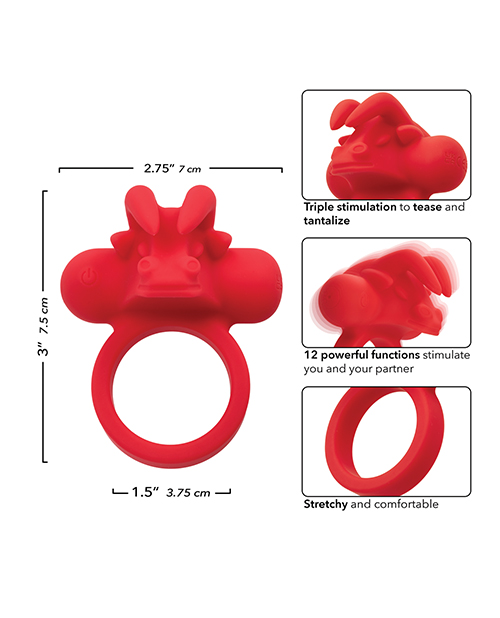 Thumbnail for Couple&apos;s Enhancer Silicone Rechargeable The Matador Enhancer w/Triple Stimulation - Red