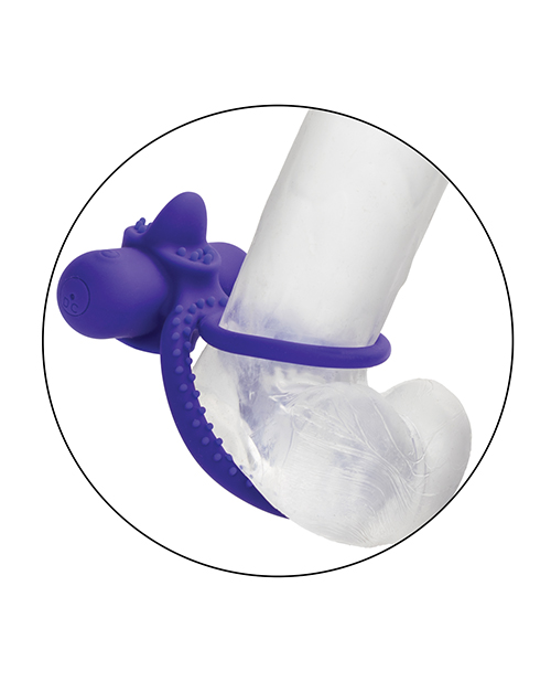 Thumbnail for Couple's Enhancer Silicone Rechargeable Dual Climaxer Enhancer w/Flickering Tongue - Purple