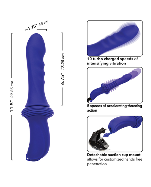 Thumbnail for Overdrive Ridged Shaft Remote Control Sex Machine - Blue