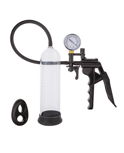 Thumbnail for Peak Magnified Gauged Penis Pump System w/Cock &amp; Ball Ring - Black