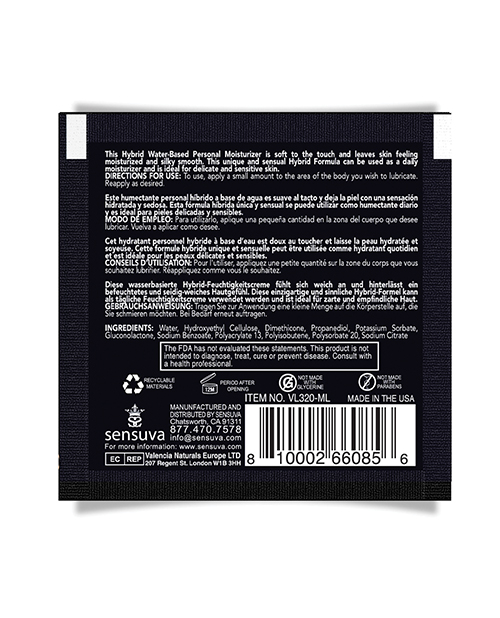 Thumbnail for Sensuva Hybrid Personal Moisturizer Single Use Packet - 6 ml Unscented