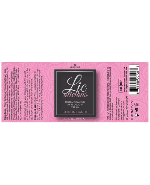 Thumbnail for Lic O Licious Oral Delight Cream - 1.7 oz Bottle Cotton Candy
