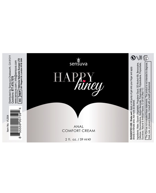 Thumbnail for Sensuva Happy Hiney Anal Comfort Cream - 2 oz