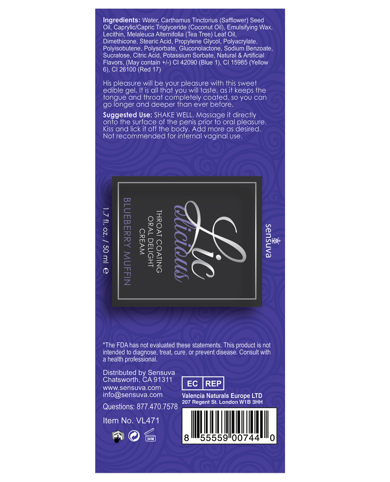 Thumbnail for Lic O Licious Oral Delight Cream - 1.7 oz Blueberry Muffin