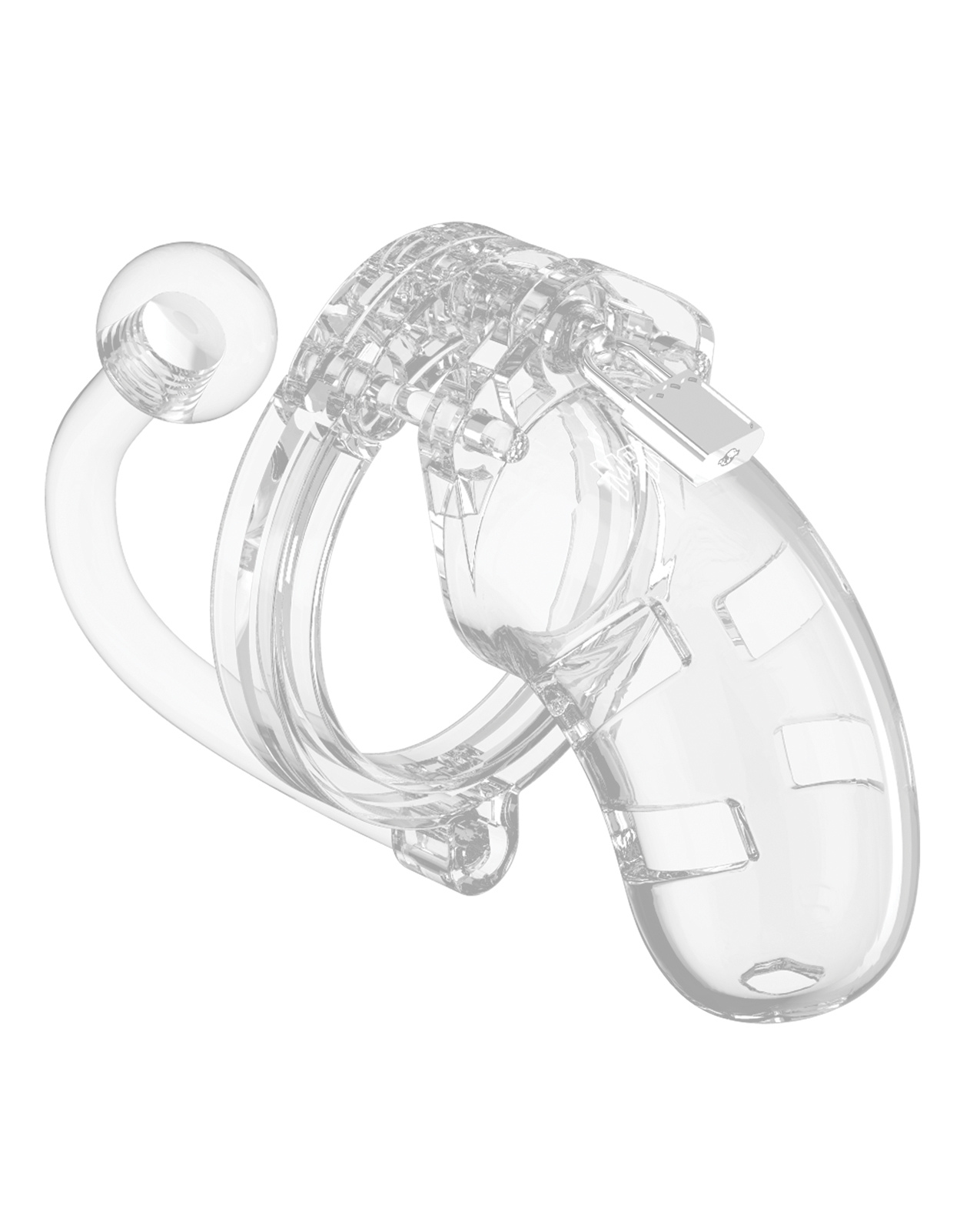 Thumbnail for Shots Man Cage Chastity 3.5&quot; Cock Cage w/Plug Model 10 - Clear