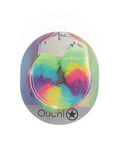 Thumbnail for Shots Ouch! Heavy-duty Fluffy Handcuffs - Rainbow