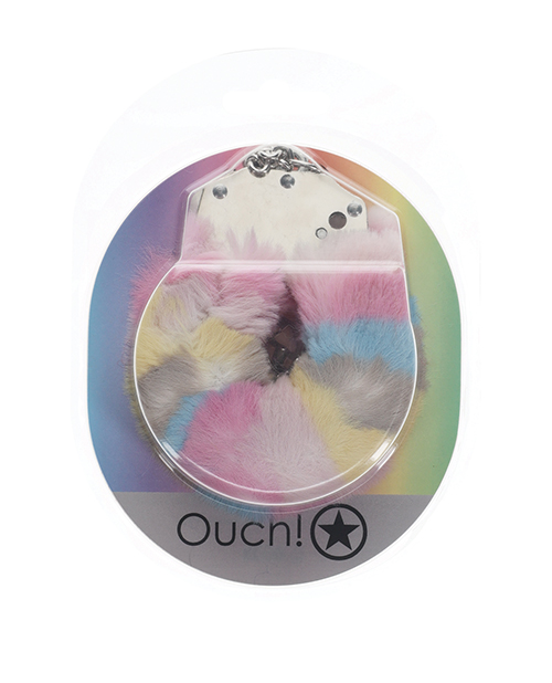 Thumbnail for Shots Ouch! Heavy-duty Fluffy Handcuffs - Powder Rainbow