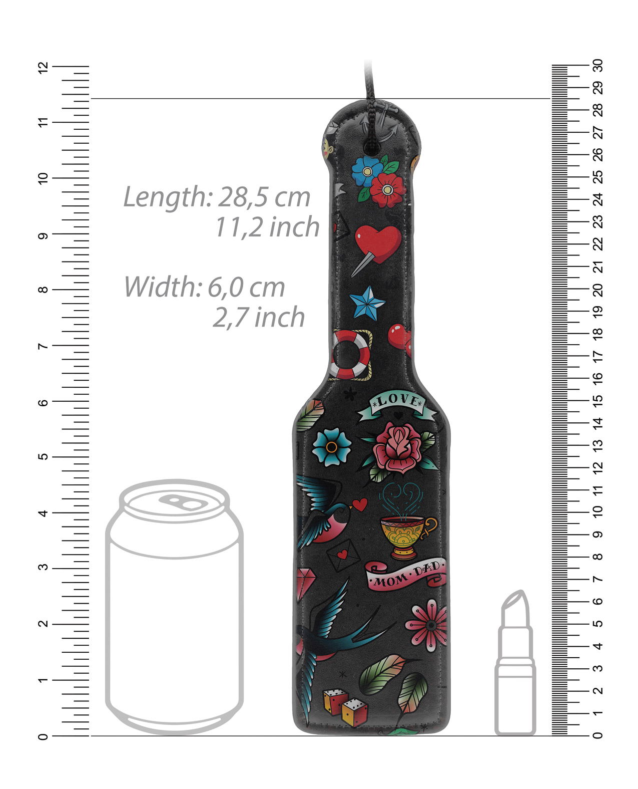 Thumbnail for Shots Ouch Old School Tattoo Style Printed Paddle - Black