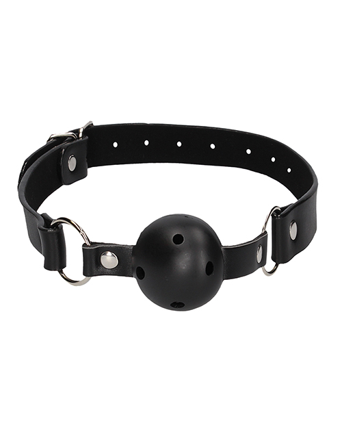 Thumbnail for Shots Ouch Black &amp; White Breathable Ball Gag w/Nipple Clamps - Black
