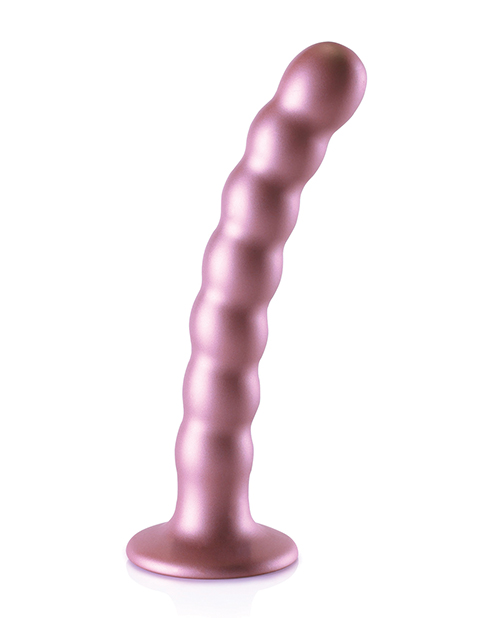 Thumbnail for Shots Ouch 6.5&quot; Beaded G-Spot Dildo - Rose Gold