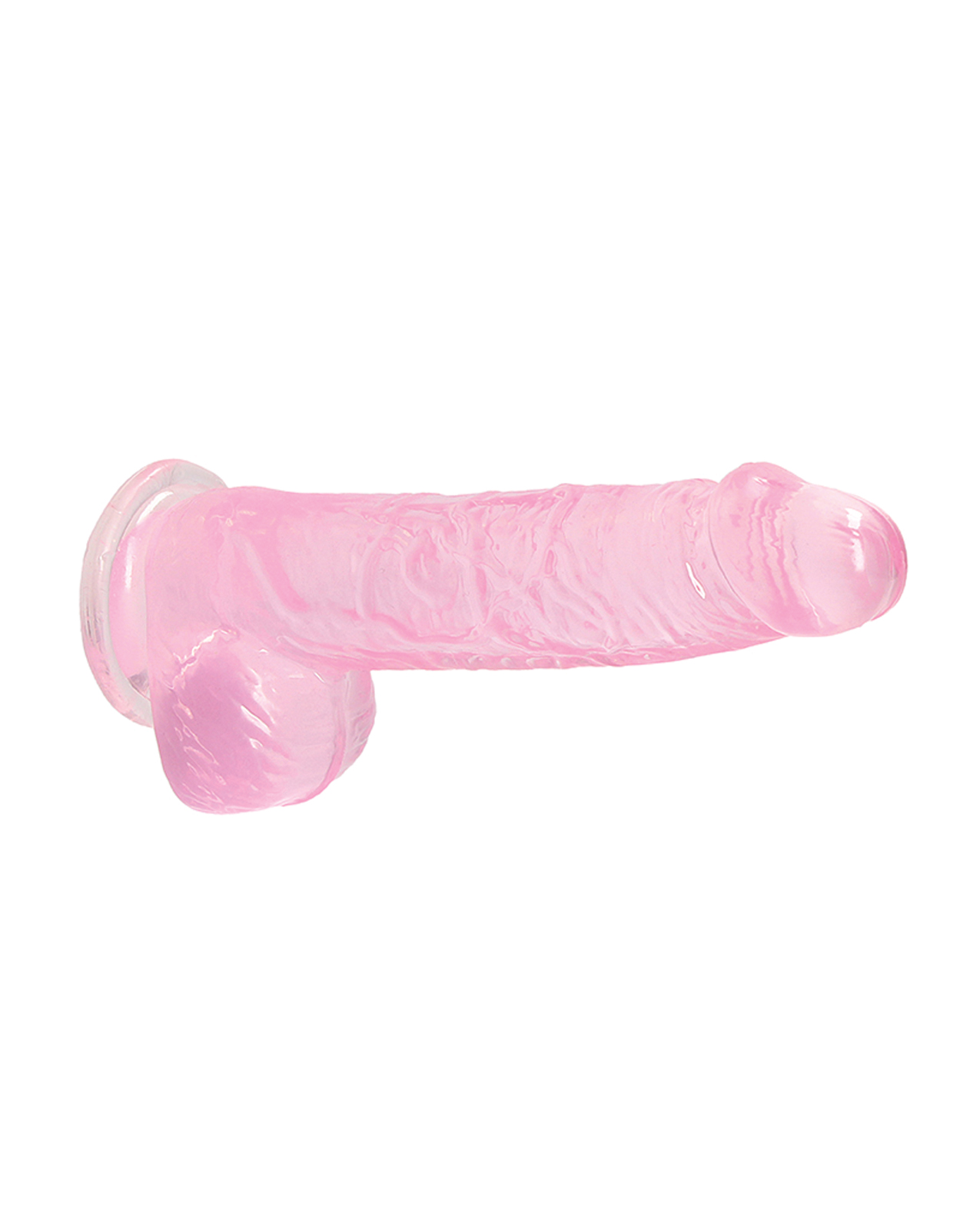 Thumbnail for Shots RealRock Realistic Crystal Clear 6" Dildo w/Balls - Pink