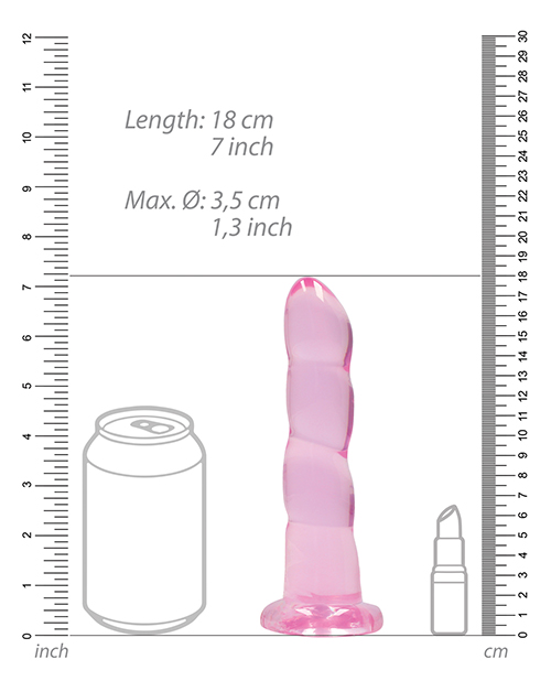 Thumbnail for Shots RealRock Crystal Clear Non Realistic 7" Dildo - Pink