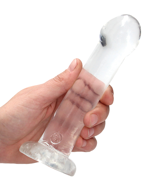 Thumbnail for Shots RealRock Crystal Clear 7" Dildo - Transparent