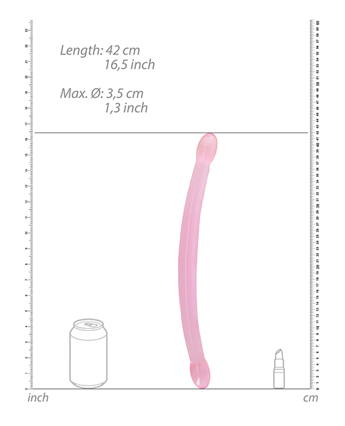 Thumbnail for Shots RealRock Crystal Clear 17" Double Dildo - Pink