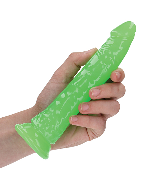 Thumbnail for Shots RealRock 7" Slim Dildo Glow in the Dark - Neon Green