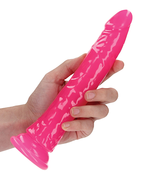 Thumbnail for Shots RealRock 9" Slim Dildo Glow in the Dark - Neon Pink